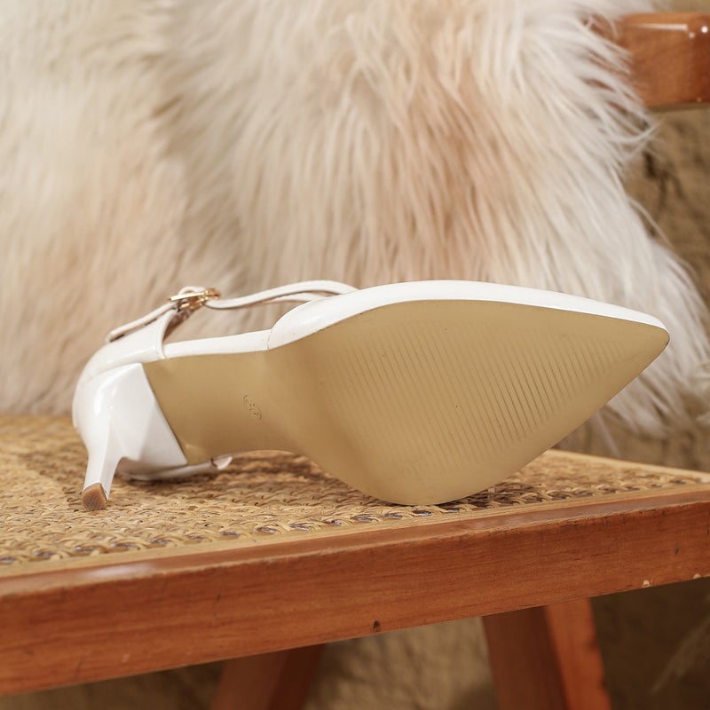 2024 صيف سوبر كعب عالي رفيع كعب مجوف مدبب بكلة فم ضحل أنيق سوبر مستقر أبيض كعب عالي - Image 5